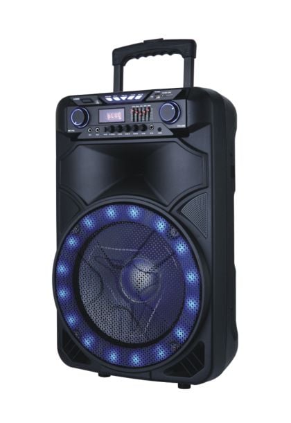 Преносима 15"+ 5" Тонколона Караоке ЕК-1905 с Bluetooth, 2 Броя безжични микрофони, USB, Радио, Цветомузика, Вграден акумулатор