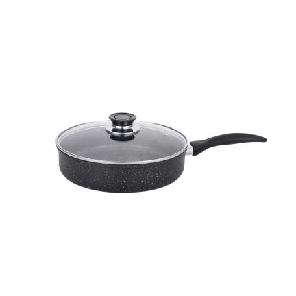 Deep frying pan with glass lid EK-D22 M, Marble non-stick coating, 22see