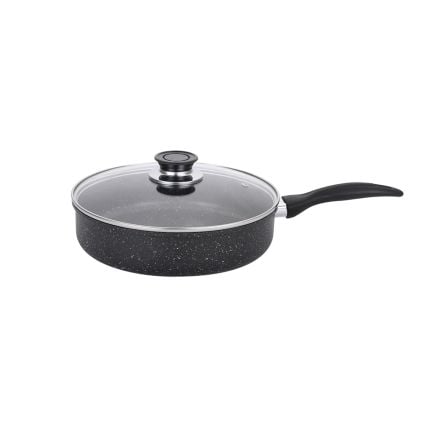 Deep frying pan with glass lid EK-D24 M, Marble non-stick coating, 24see
