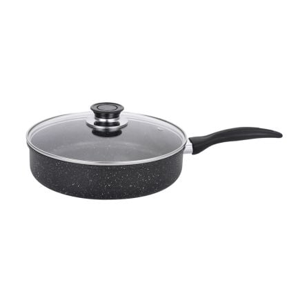 Deep frying pan with glass lid EK-D26 M, Marble non-stick coating, 26 cm
