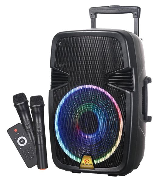 Преносима тонколона EK-1515 15", 2 безжични микрофона, Bluetooth, Караоке, 300W, Батерия 3600 mAh