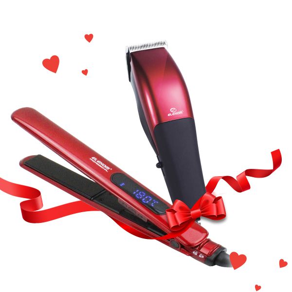 Комплект за Нея и Него -  Преса за коса EK-1261 и Машинка за подстригване EK-633 