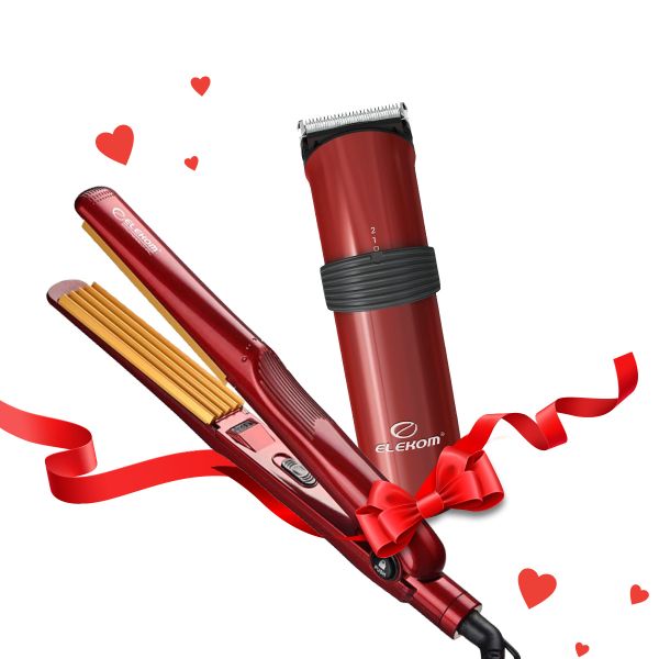 Комплект за Нея и за Него: Машинка за подстригване EK-609и Преса за коса EK-5015