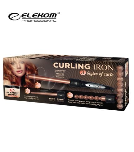 HAIR CURLING IRON - Professional EK-858 - 3 STYLES OF CURLS