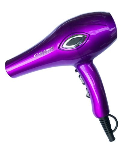 Hairdryer with diffuser ELECOM EK-6600 - purple - Professional, 2000W, 2 speeds, ionization, 2 concentrators