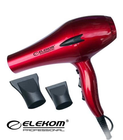 Hair Dryer ELEKOM WITH DIFFUSER EK-8210 N - red- PROFESSIONAL