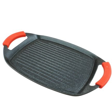 Grill grill for stove and oven EK-2821 IG, Cast aluminum, Induction bottom, Silicone removablehandles