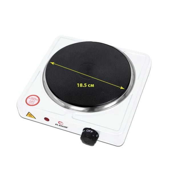 Електрически котлон EK-1707W, Единична чугунена плоча, 1500W, бял