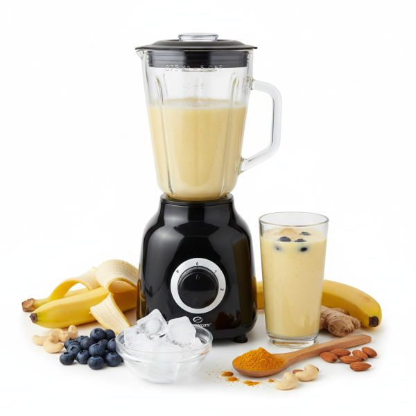 Блендер EK-6102B, 600W, 2 Скорости + Пулс, 1.5 Литра, Стъклена кана