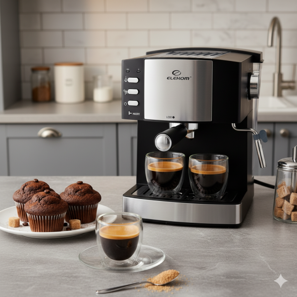 КАФЕ МАШИНА ЕК - 6870, Италианска помпа ULKA 20 Bar, Капацитет 1-2 чаши кафе/ 1 чаша капучино, 1050 W