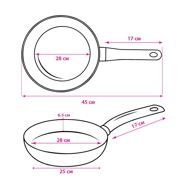 Дълбок тиган със стъклен капак ЕK-288R, Мраморно незалепващо покритие, 28 см