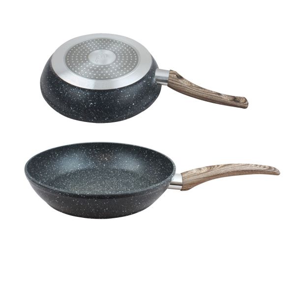 Дълбок тиган ЕК-266 М, Диаметър 26 см, Мраморно незалепващо покритие, Индукционно дъно