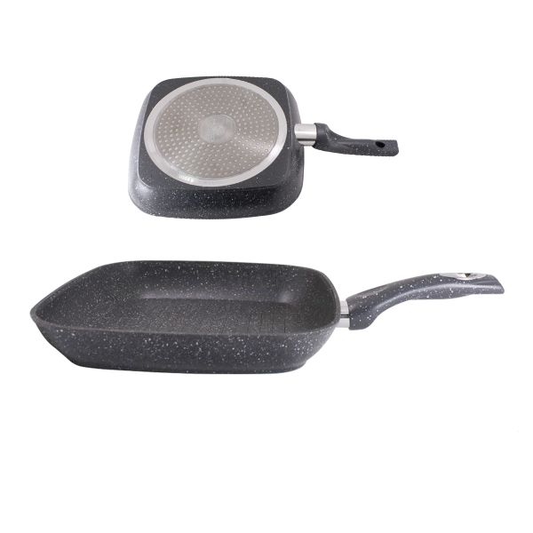 Грил тиган ЕК-2424 GI 24Х24 см, Индукционно дъно, Мраморно незалепващо покритие