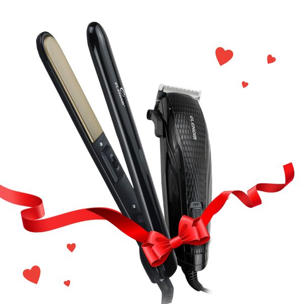 Комплект за Нея и за Него: Преса за коса EK-1105 и Машинка за подстригване EK-851