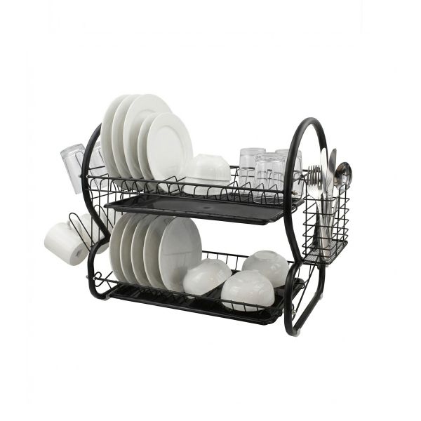 СУШИЛКА  ЗА СЪДОВЕ МЕТАЛ EK-6032, 2 реда, Тавички за оттичане, Органайзер за прибори