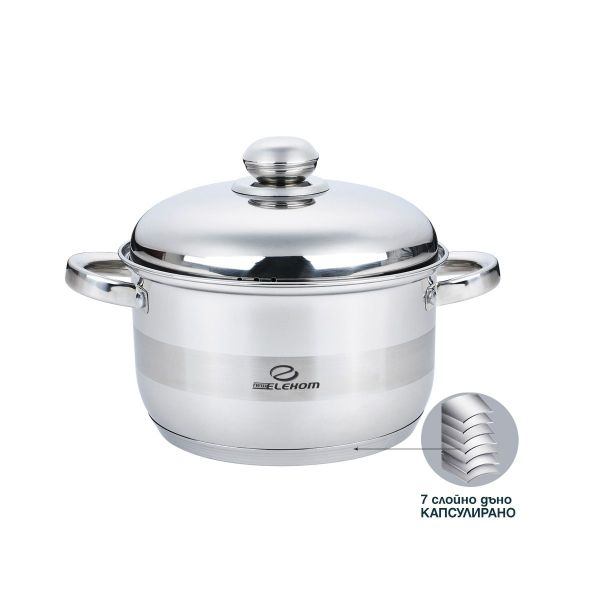 Комплект 4 бр. тенджери ЕК-1824М, 7-слойно капсуловано, индукционно дъно, Метален капак