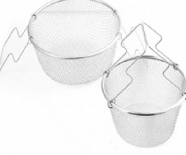 Кошница за готвене и пържене ЕК-024-24, 24 х 10 см, Висококачествена стомана, Сгъваеми дръжки