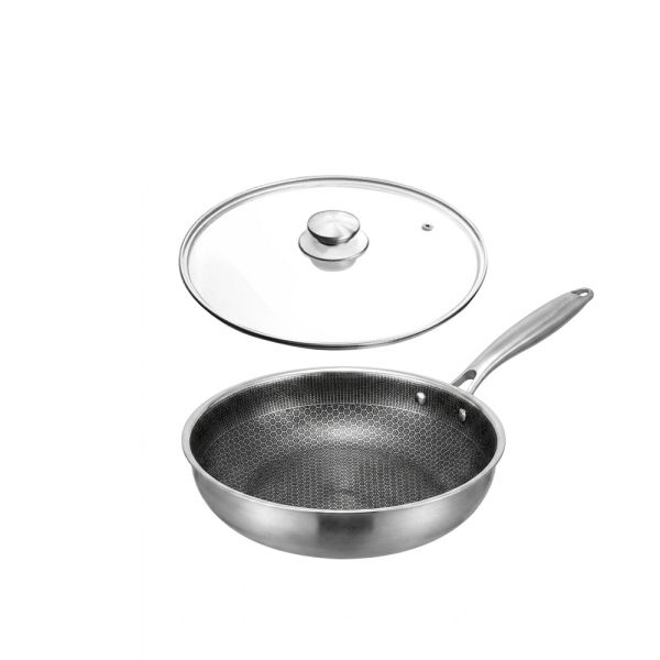 Тиган EK-0460, 24x6cm, Интелигентно Незалепващо дъно, Hexa Лазерна Технология, Индукционно Дъно, Стъклен Капак