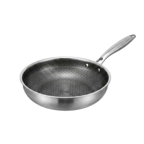 Тиган EK-0860, 28x6cm, Интелигентно Незалепващо дъно, Hexa Лазерна Технология, Индукционно Дъно, Стъклен Капак