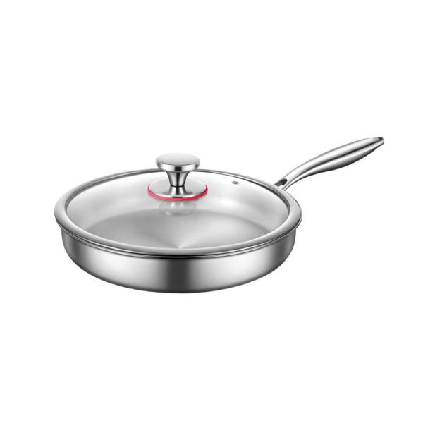 Тиган със Стъклен Капак EK-3055, 5 Слойна Висококачествена Стомана,26x5.5cm, Индукционно Дъно 