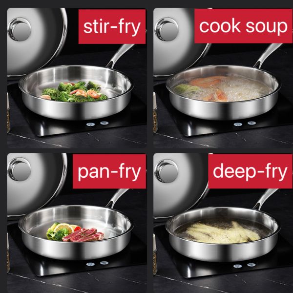 Тиган със Стъклен Капак EK-3055, 5 Слойна Висококачествена Стомана,26x5.5cm, Индукционно Дъно 