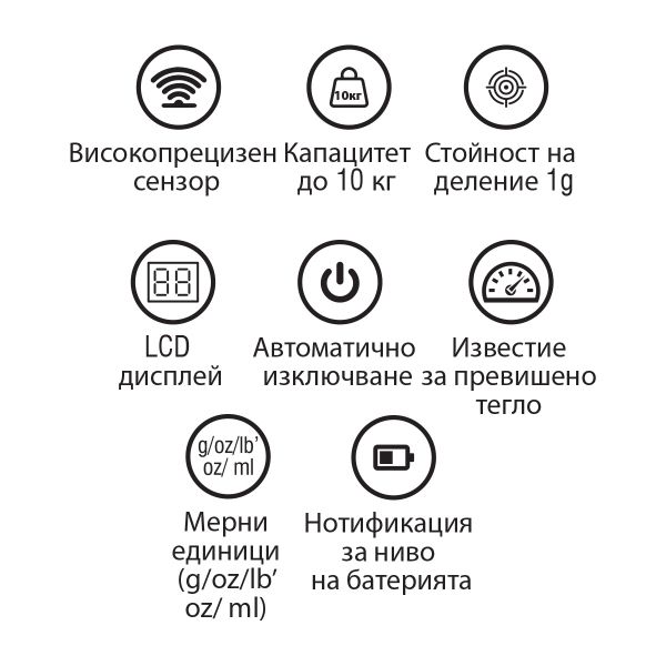 Дигитална Кухненска Везна Elekom EK-400S, 10kg, g/oz/lb, Високочувствителен сензор, Индикация за изтощена батерия